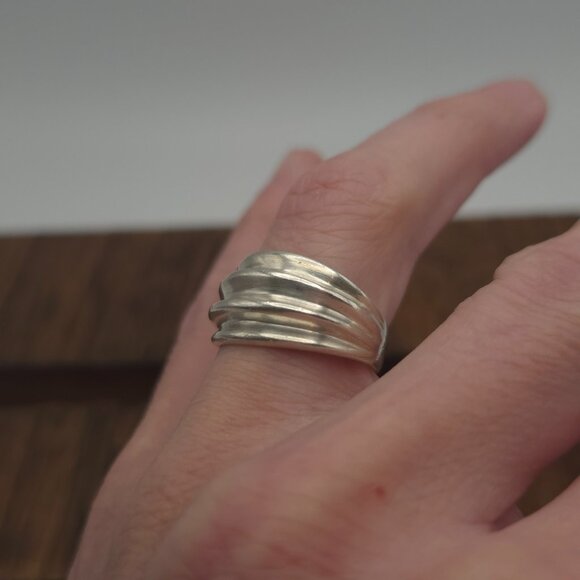 Size 8 925 Sterling Silver Cool Unisex Simple Ring - Picture 3 of 8